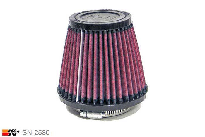 70mm aansluitdiameter, SN-2580, K&N Luchtfilter Universeel, Conisch, Lengte filter 102mm, Buitendiameter onder 114mm, Buitendiameter kap 76mm, Rubber kap, Lengte flens 16mm, 0 mm