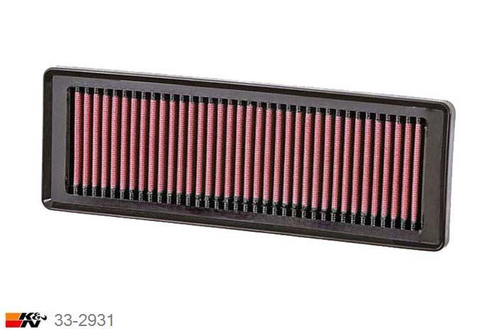 33-2931 K&N Luchtfilter Lengte 283 mm, Breedte 98 mm, Fiat 500 1.2, 69PK, 2007-2015