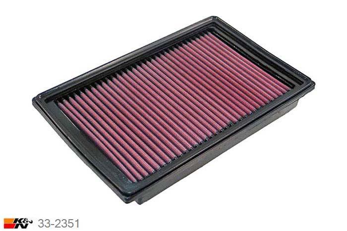 33-2351 K&N Luchtfilter Lengte 256 mm, Breedte 160 mm, Chrysler PT Cruiser 1.6, 115PK, 2006-2008