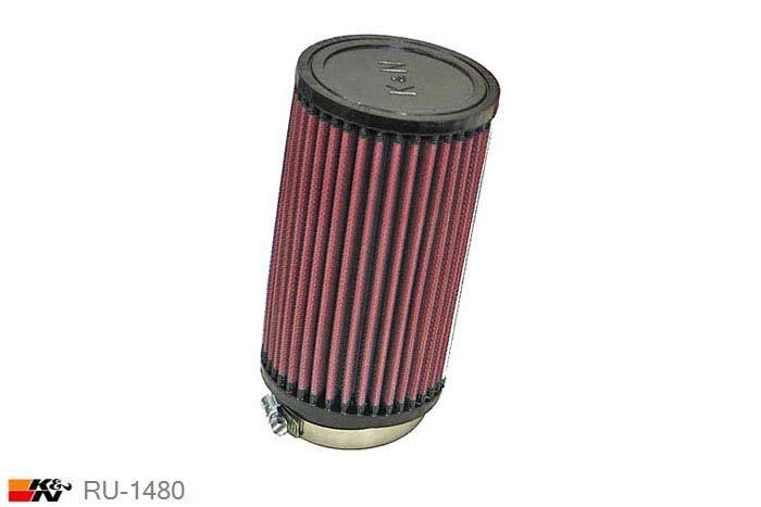 70mm aansluitdiameter, RU-1480, K&N Luchtfilter Universeel, Cilindrisch, Lengte filter 178mm, Buitendiameter onder 102mm, Buitendiameter kap 102mm, Rubber kap, Lengte flens 25mm, 10 graden hoek, 0 mm