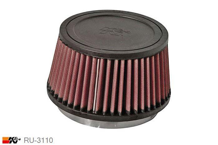 114mm aansluitdiameter, RU-3110, K&N Luchtfilter Universeel, Conisch, Lengte filter 83mm, Buitendiameter onder 149mm, Buitendiameter kap 127mm, Rubber kap, Lengte flens 16mm, 0 mm
