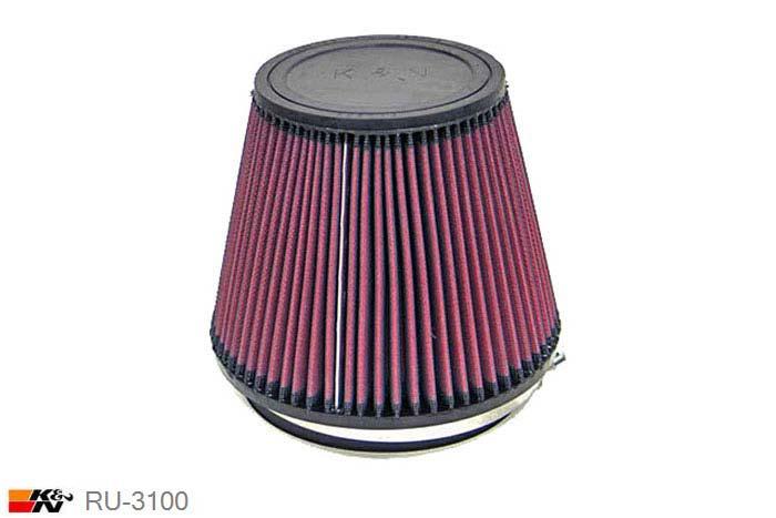 152mm aansluitdiameter, RU-3100, K&N Luchtfilter Universeel, Conisch, Lengte filter 152mm, Buitendiameter onder 191mm, Buitendiameter kap 127mm, Rubber kap, Lengte flens 25mm, 0 mm