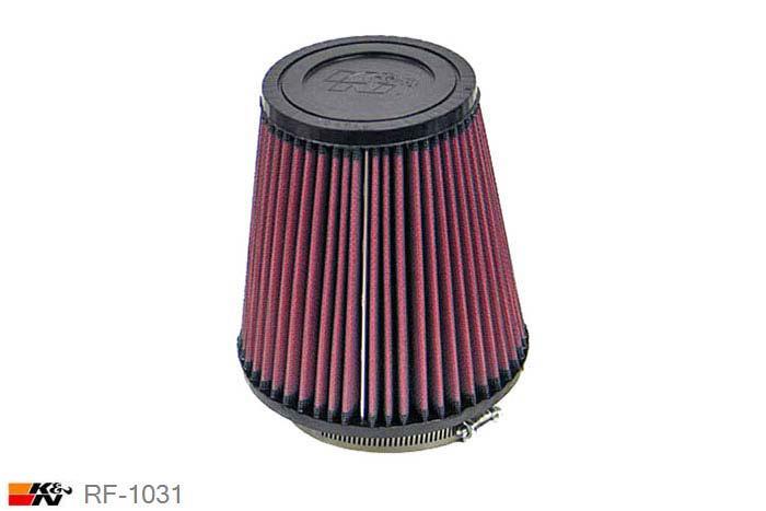 89mm aansluitdiameter, RF-1031, K&N Luchtfilter Universeel, Conisch, Lengte filter 152mm, Buitendiameter onder 146mm, Buitendiameter kap 95mm, Rubber kap, Lengte flens 44mm, 10 graden hoek, 0 mm