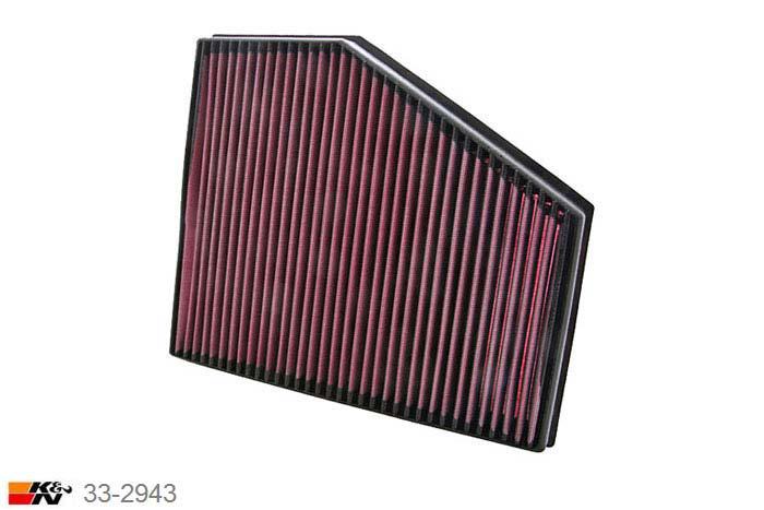 33-2943 K&N Luchtfilter Lengte 313 mm, Breedte 273 mm, BMW 635D 3.0, 2007-2011
