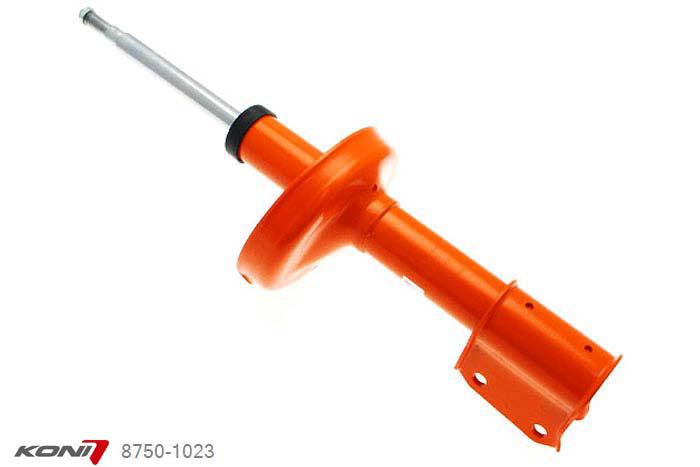 8750-1023, Koni STR.T schokdemper Vooras, Renault Clio 2 1.2 incl. Campus en Acces 1998-2012, Voor: hart-op-hart afstand vd twee bouten in de steun = 58 mm, , Standaard lengte , verlaging tot max. -40mm