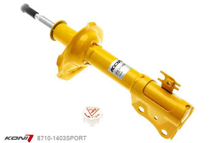 8710-1403SPORT, Koni Sport schokdemper Vooras, Toyota Yaris, incl. Verso, excl. T-Sport, 1998-2005, Demping instelbaar  d.m.v. stelknop, Standaard lengte , verlaging tot max. -40mm