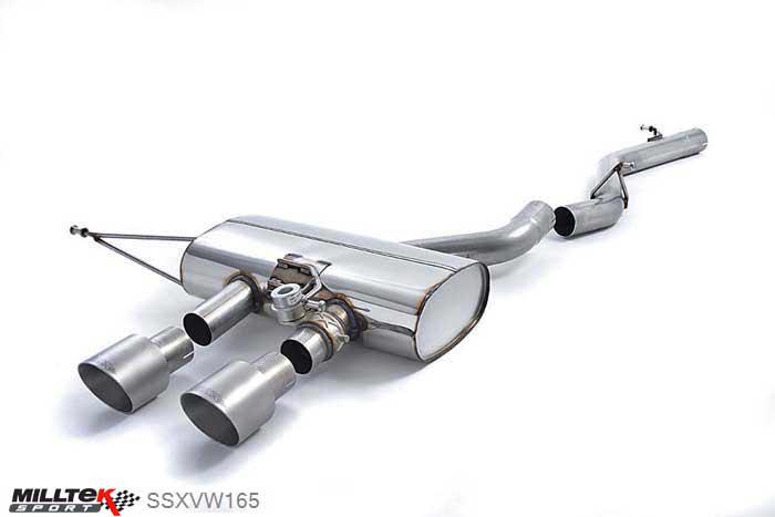 SSXVW165, VW Golf Mk6 R 2.0 TSI 270PS 2009-2013 Milltek, Cat-back system, Non-resonated (louder). Titanium Trims Dual 100mm GT100 Titanium, 2,75 inch, 69,85mm