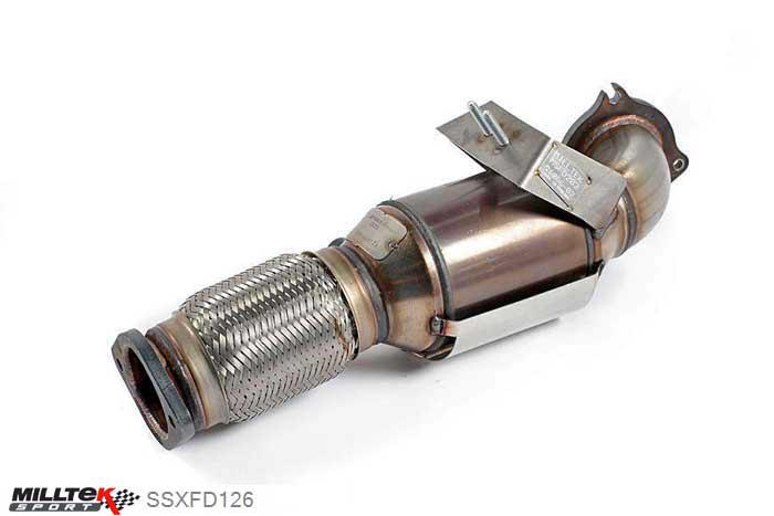 SSXFD126, Ford Fiesta ST 1.6 litre EcoBoost 182PS and ST200 2012- Milltek, Large Bore Downpipe and Hi-Flow Sports Cat, EC-Approved. Must be fitted with the Milltek Sport cat-back system and requires a Stage 2 ECU remap , 2,75 inch, 69,85mm