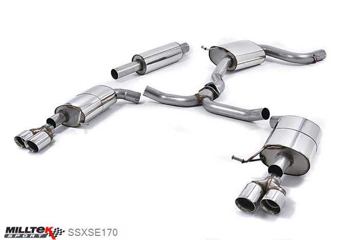 SSXSE170, Seat Leon ST Cupra 280 and 290 2.0 TSI (280 and 290PS) 2015- Milltek, Cat-back system, Quad Round Polished Tips. Awaiting EC-Approval... Twin 80mm GT80 Polished, 3 inch, 76,2mm