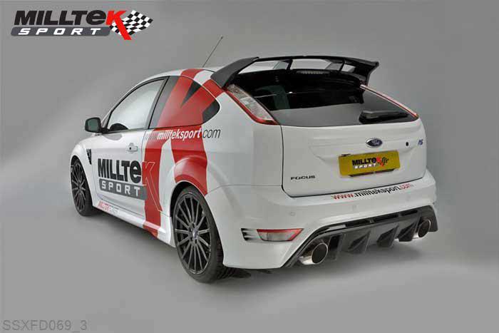 SSXFD069, Ford Focus MK2 RS 2.5T 305PS 2009-2010 Milltek, Turbo-back system including Hi-Flow Sports Cat, Non-resonated (louder). Requires a Stage 2 ECU remap Dual DTM, 3 inch, 76,2mm