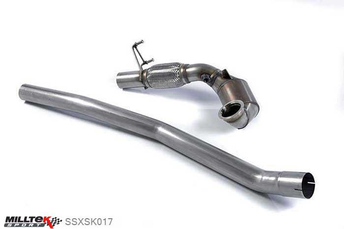 SSXSK017, Skoda Octavia vRS 2.0 TSI 220PS Hatch and Estate (manual and DSG-auto) 2013- Milltek, Large Bore Downpipe and Hi-Flow Sports Cat, Requires a Stage 2 ECU remap and must be fitted with the Milltek Sport cat-back system , 3 inch, 76,2mm