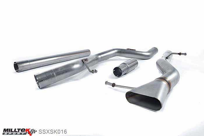 SSXSK016, Skoda Octavia vRS 2.0 TDI 184PS Hatch and Estate (manual and DSG-auto) 2013- Milltek, Cat-back system, Non-resonated (louder). Uses OE Tips , 2,76 inch, 70mm