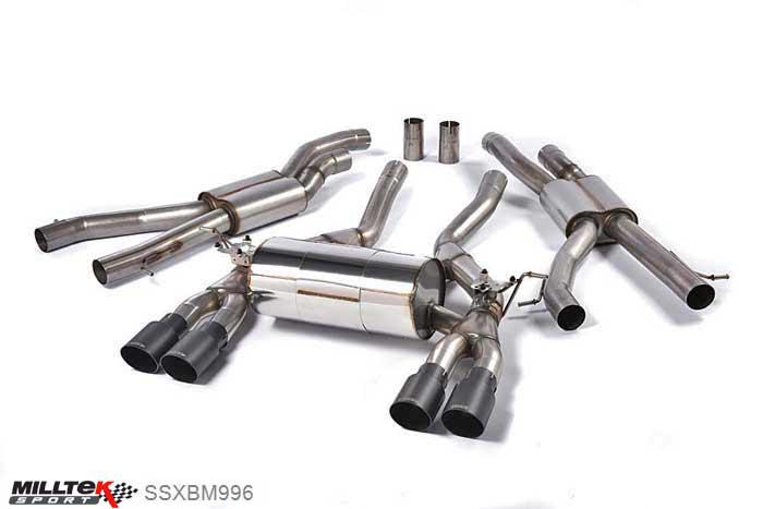 SSXBM996, BMW 4 Series F82 M4 Coupe 2014- Milltek, Cat-back system, Race system. Cerakote Black Tips Quad 90mm GT90 Cerakote Black, 2,76 inch, 70mm