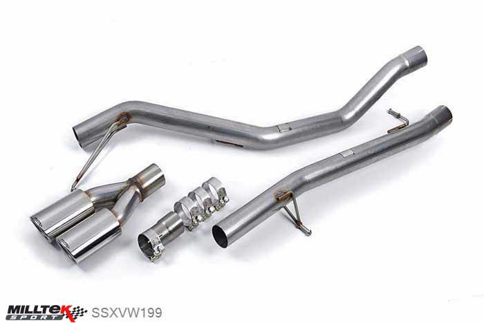SSXVW199, VW Transporter \ Caravelle T5 SWB 1.9 TDi (85ps and 104ps) 2WD and 4MOTION 2003-2009 Milltek, Cat-back system, Non-resonated (louder). Twin oval outlet Twin 100 x 80mm Special Oval, 2,75 inch, 69,85mm