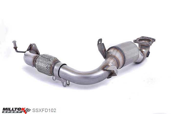 SSXFD102, Ford Fiesta 1.0T EcoBoost (100/125/140PS) 2013- Milltek, Large Bore Downpipe and Hi-Flow Sports Cat, Requires a Stage 2 ECU remap and must be fitted with the Milltek Sport cat-back system , 2,37 inch, 60,3mm