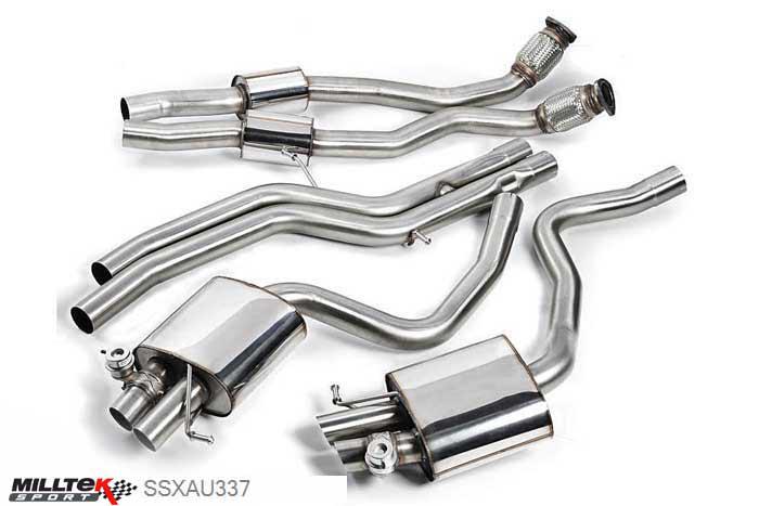 SSXAU337, Audi S/RS RS4 B8 4.2 FSI quattro Avant 2012- Milltek, Cat-back system, Non-resonated (louder). Uses OE tailpipe trims , 2,37 inch, 60,3mm