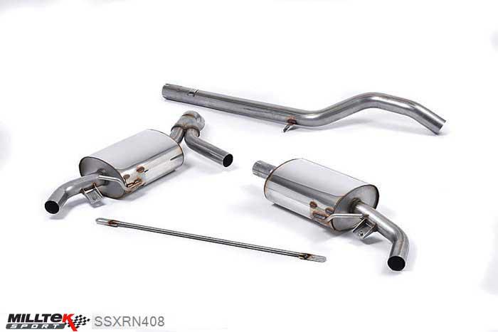 SSXRN408, Renault Clio 200 (inc. Cup) 2009-2012 Milltek, Cat-back system, Non-resonated (louder). Uses OE tailpipe trims , 2,5 inch, 63,5mm