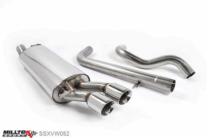 SSXVW052, Seat Leon 1.8T Sport and Cupra 180PS 2000-2005 Milltek, Cat-back system, Non-resonated Twin 80mm GT80 Polished, 2,5 inch, 63,5mm