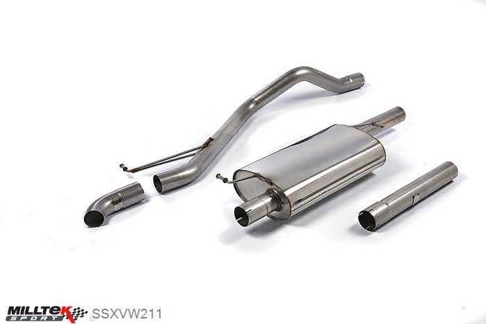 SSXVW211, VW Transporter \ Caravelle T5 LWB 2.0-litre (84ps and 102ps) 2WD and 4MOTION 2010-2015 Milltek, Cat-back system, Resonated (quieter). Discrete outlet , 2,75 inch, 69,85mm