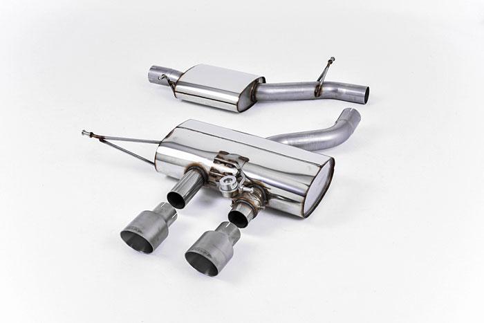 SSXVW164, VW Golf Mk6 R 2.0 TSI 270PS 2009-2013 Milltek, Cat-back system, Resonated (quieter). EC Type-Approved. Titanium Trims Dual 100mm GT100 Titanium, 2,75 inch, 69,85mm