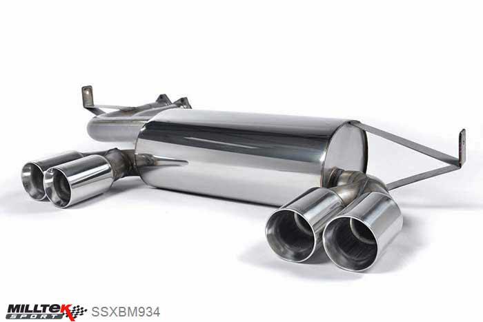 SSXBM934, BMW 3 Series E46 M3 CSL 2003-2007 Milltek, Rear Silencer(s), Can be fitted with the OEM (standard) centre section Quad 80mm Special, 2,37 inch, 60,32mm