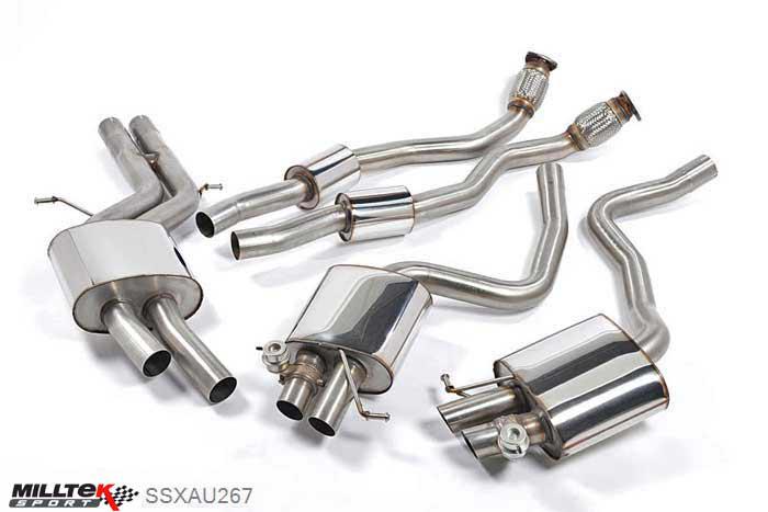 SSXAU267, Audi S/RS RS5 Coupe 2010- Milltek, Cat-back system, Resonated (quieter). Uses OE tailpipe trims , 2,37 inch, 60,3mm