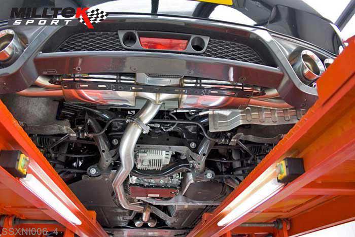 SSXNI006, Nissan GT-R R35 2009-2013 Milltek, Primary Cat-back system, Non-resonated (louder) Quad 127mm GT127, 3 inch, 76,2mm
