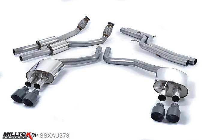 SSXAU373, Audi S/RS S7 Sportback 4.0 TFSI quattro S tronic 2012- Milltek, Cat-back system, Non-resonated (louder) with Cerakote Black tips Quad 100mm GT100 Cerakote Black, 2,76 inch, 70mm