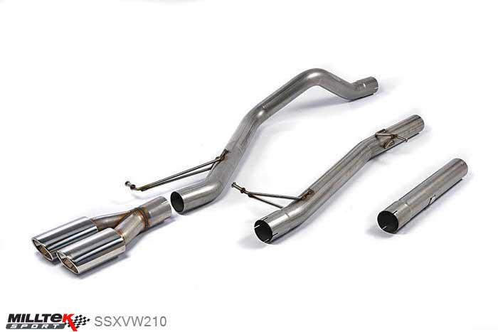 SSXVW210, VW Transporter \ Caravelle T5 LWB 2.0-litre (84ps and 102ps) 2WD and 4MOTION 2010-2015 Milltek, Cat-back system, Non-resonated (louder). Twin oval outlet Twin 100 x 80mm Special Oval, 2,75 inch, 69,85mm