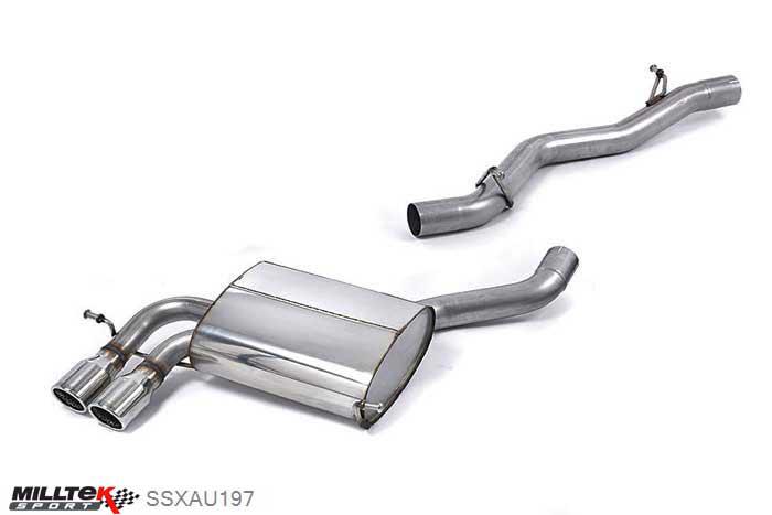SSXAU197, Audi S/RS S3 2.0 T quattro Sportback 8P 2007-2012 Milltek, Cat-back system, Non-resonated (louder) Twin GT-80, 2,75 inch, 69,85mm