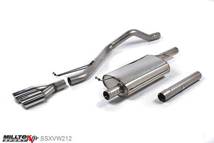 SSXVW212, VW Transporter \ Caravelle T5 LWB 2.0-litre (84ps and 102ps) 2WD and 4MOTION 2010-2015 Milltek, Cat-back system, Resonated (quieter). Twin oval outlet Twin 100 x 80mm Special Oval, 2,75 inch, 69,85mm