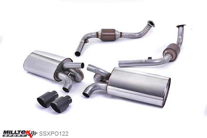 SSXPO122, Porsche Boxster S 3.2 987 Gen1 2004-2009 Milltek, Cat-back system, Cerakote Black Tips. Inc. Rear Catalysts Twin 90mm Special, 2,13 inch, 54mm