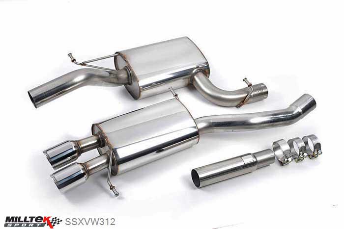 SSXVW312, VW Passat CC 1.8 TSI 2008-2012 Milltek, Cat-back system,  Twin 80mm GT80 Polished, 2,75 inch, 69,85mm