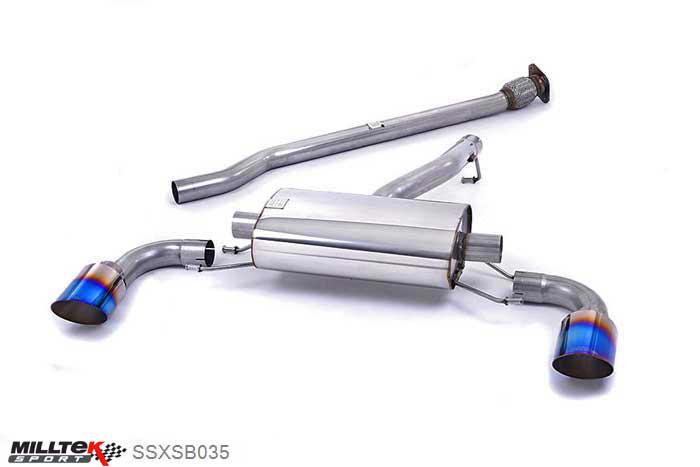SSXSB035, Toyota GT86 2.0 litre 2012- Milltek, Secondary Cat-back system, " Non-resonated (louder). ""Burnt"" Titanium Tips" Dual GT115 Burnt Titanium, 2,5 inch, 63,5mm