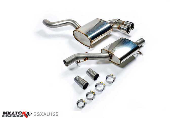 SSXAU125, Audi S/RS S3 2.0 T quattro 3-Door 8P 2006-2012 Milltek, Cat-back system, Resonated (quieter) Twin 80mm Jet, 2,75 inch, 69,85mm