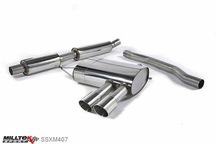 SSXM407, Mini Mk3 (F56) Mini Cooper S 2.0 Turbo (UK and European models) 2014- Milltek, Cat-back system, Resonated (quieter). Polished Tips Twin 90mm GT90 Polished, 2,75 inch, 69,85mm
