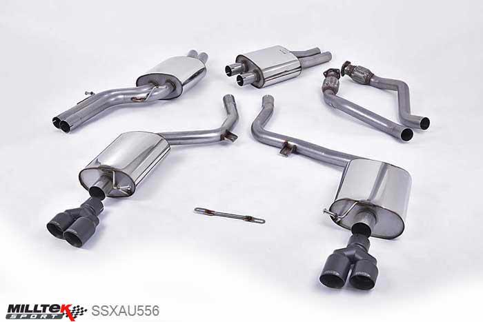 SSXAU556, Audi S/RS S5 Sportback 3.0 TFSI quattro 2010-2011 Milltek, Cat-back system, EC-Approved. Quad Cerakote Black Tips Twin 80mm GT80 Cerakote Black, 2,37 inch, 60,3mm