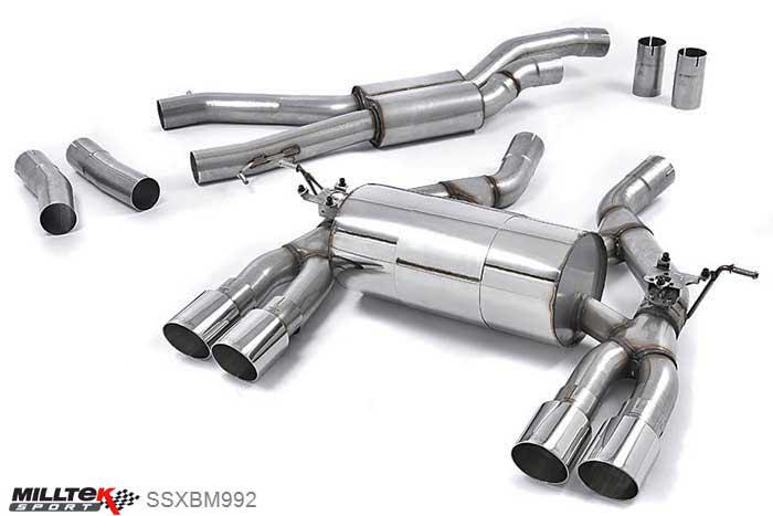 SSXBM992, BMW 4 Series F82 M4 Coupe 2014- Milltek, Cat-back system, EC-Approved. Polished Tips Quad 90mm GT90 Polished, 2,76 inch, 70mm