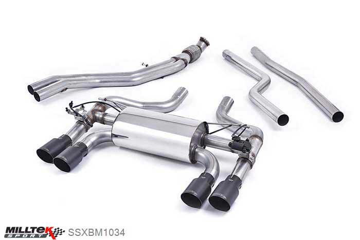 SSXBM1034, BMW 2 Series F87 M2 Coupe 2016- Milltek, Cat-back system, Hollowtek Twin Valved system with Cerakote Black GT-90 Trims - EC Approval Coming Soon. Quad 90mm GT90 Cerakote Black, N/A inch, N/Amm