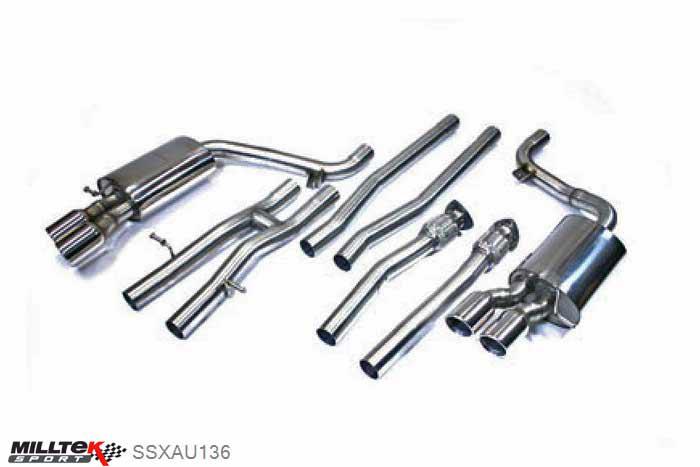 SSXAU136, Audi S/RS S6 5.2 V10 C6 FSI quattro 2006-2012 Milltek, Cat-back system, Non-resonated (louder) Twin 80mm Jet, 2,36 inch, 60mm