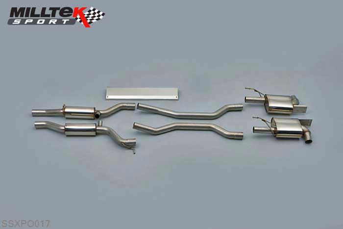 SSXPO017, Porsche Cayenne 955 S 4.5 V8 2003-2007 Milltek, Cat-back system, Resonated (quieter). Uses O.E. tips , 2,75 inch, 69,85mm