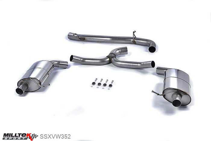 SSXVW352, VW Golf MK7 R Estate / Variant 2.0 TSI 300PS 2015- Milltek, Cat-back system, Non Resonated (louder) uses OE Trims in rear Diffuser , 3 inch, 76,2mm