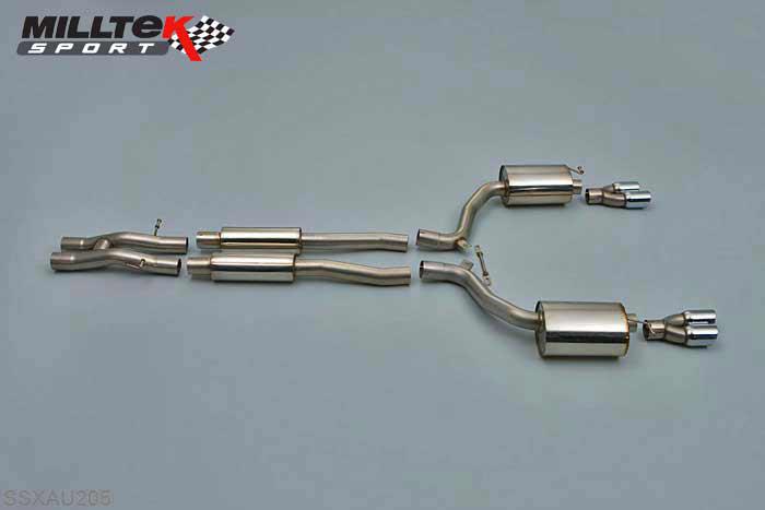 SSXAU205, Audi S/RS RS6 C6 5.0 V10 biturbo quattro 2008-2010 Milltek, Cat-back system, Quad-outlet , 2,75 inch, 69,85mm