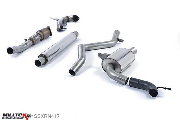 SSXRN417, Renault Megane Renaultsport 250 and 265 (including Cup) 2010- Milltek, Turbo-back system including Hi-Flow Sports Cat, Resonated (quieter). Requires a Stage 2 ECU remap , 3 inch, 76,2mm
