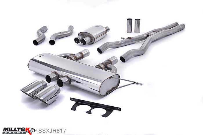 SSXJR817, Jaguar F-Type S 3.0 V6 Coupe 2013- Milltek, Cat-back system, With Valve and Polished GT-115 Trims Dual GT115, 2,5 inch, 63,5mm