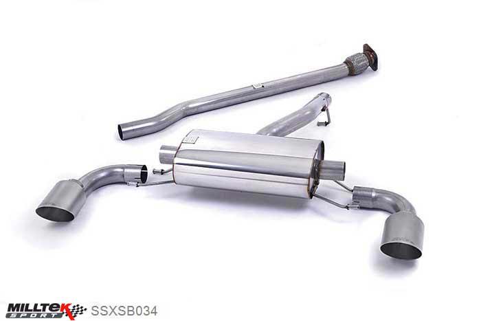 SSXSB034, Toyota GT86 2.0 litre 2012- Milltek, Secondary Cat-back system, Non-resonated (louder). Brushed Titanium Tips Dual GT115 Titanium, 2,5 inch, 63,5mm