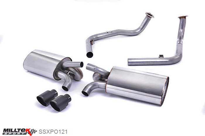 SSXPO121, Porsche Boxster S 3.2 987 Gen1 2004-2009 Milltek, Cat-back system, Cerakote Black Tips. Exc. Rear Catalysts Twin 90mm Special, 2,13 inch, 54mm