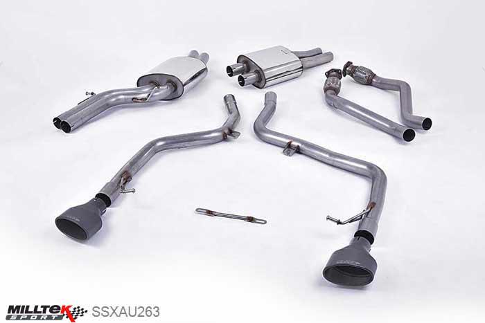 SSXAU263, Audi S/RS S5 Sportback 3.0 TFSI quattro 2010-2011 Milltek, Cat-back system, Race Version (not recommended for road use). Dual Cerakote Black Oval Tips 150 X 95mm Black Oval, 2,37 inch, 60,3mm