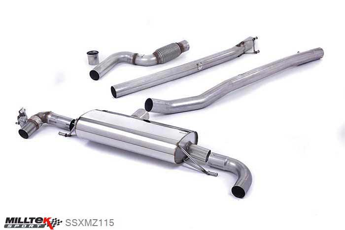 SSXMZ115, Mercedes AMG A-Class A45 AMG 2.0 Turbo 2012- Milltek, Cat-back system, Non Resonated Race Non Valved (Loudest) , 3 inch, 76,2mm
