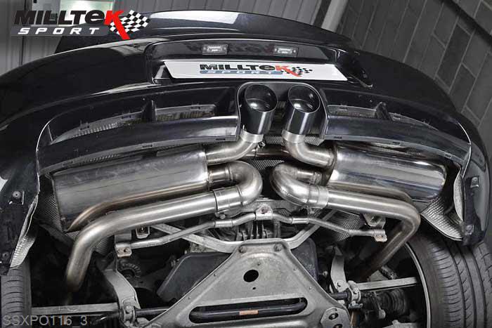 SSXPO116, Porsche Boxster S 3.4 987 Gen2 2009-2013 Milltek, Cat-back system, Non-resonated (louder). Ceramic Black Tips Twin 90mm Special, 2,25 inch, 57,15mm